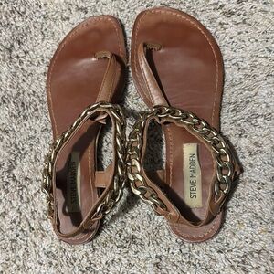 Steve Madden Brown and Gold Sandals with Braided Straps